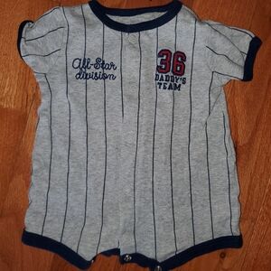 Carter's Gray and Navy Striped Short Sleeve Bodysuit
